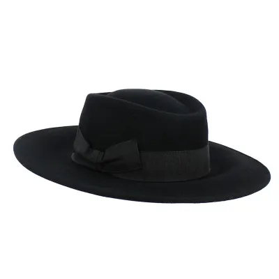 Chapeau Gambler Feutre Laine Noir - Traclet
