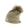 Bonnet Pompon Fourrure Betty Laine Beige - Kristo