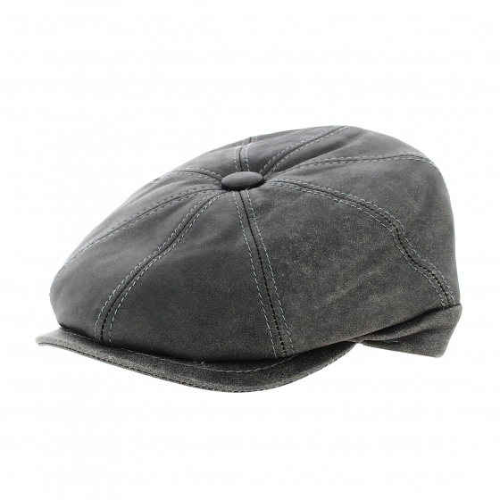 Casquette Huit côtes Harris Cuir Gris - Fléchet Casquette Huit côtes Harris Cuir Gris - Fléchet