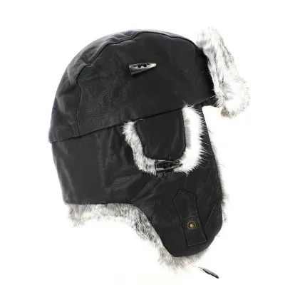 Serena Black Leather & Real Fur Chapka- Pipolaki