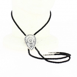 Silver Tie Flower Bolo