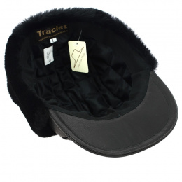 Adventurer Cap Leather & Lamb Black - Traclet