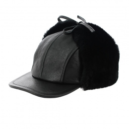 Adventurer Cap Leather & Lamb Black - Traclet