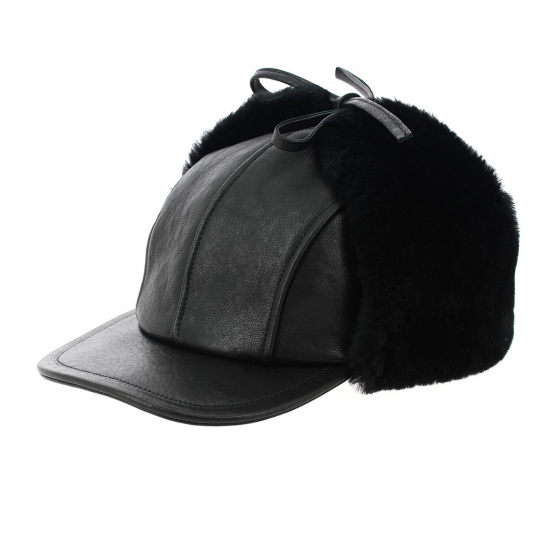 Cap / Chapka Adventurer Leather & black Lamb - Traclet