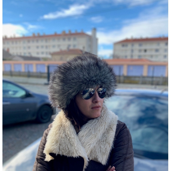 Gray Irena Leather Toque for women - Traclet Gray Irena Leather Toque for women - Traclet