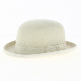 White Wool Felt Bowler Hat - Traclet