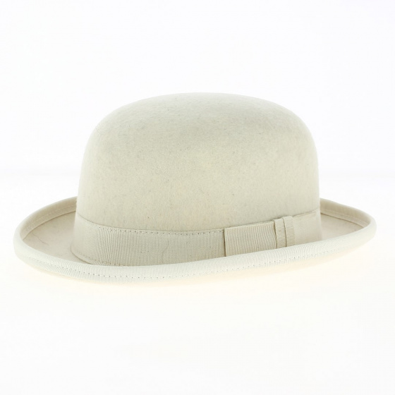 White Wool Felt Bowler Hat - Traclet