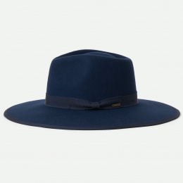 Fedora Jo Rancher Wool Felt Hat Navy Blue - Brixton