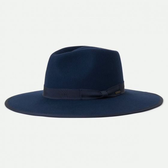Fedora Jo Rancher Wool Felt Hat Navy Blue - Brixton