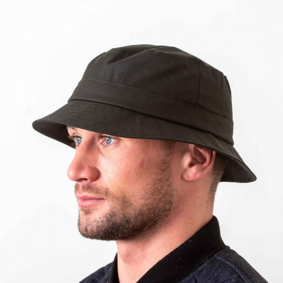 Brown Waxed Cotton Grolise Bucket Hat