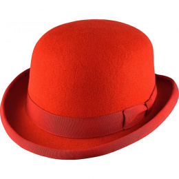 Red wool felt bowler hat