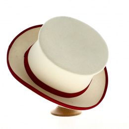 Chapeau Haut de Forme Blanc - Rouge