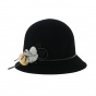 Cloche Hat Jeanne Felt Wool Black - Traclet
