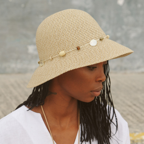 Chapeau anti uv upf50+ Cloche Bohemian Naturel- House Of Ord