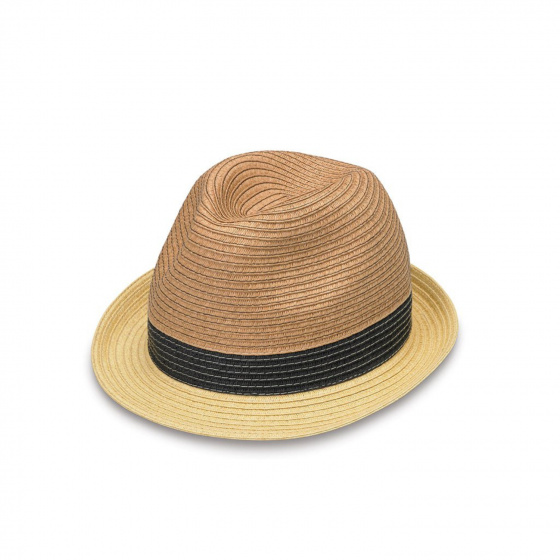 Black & Beige Natural Fiber Trilby Block Hat - House Of Ord
