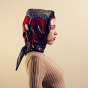 Red & Ochre Peacock Feather Hood - Traclet