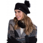 Women's Black Pom Pom Bella Beret - Traclet