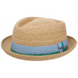 Pork Pie Diamond Raffia Natural Straw Hat - Stetson