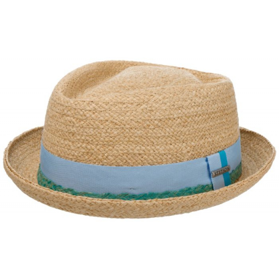 Pork Pie Diamond Raffia Natural Straw Hat - Stetson