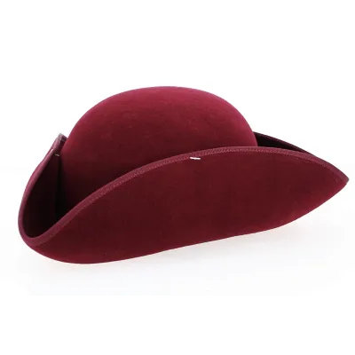 Petit Tricorne Feutre Laine Bordeaux - Traclet Reference : 14740| Chapellerie Traclet