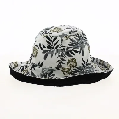 Bob été Réversible Blanc & Vert aux Motifs Fleuris - Traclet