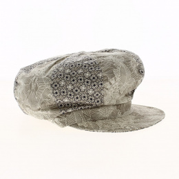 Cap Gavroche Océane Cotton Taupe Floral Patterns - Crambes