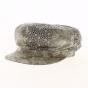 Cap Gavroche Océane Cotton Taupe Floral Patterns - Crambes