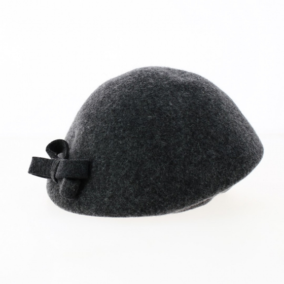 Charcoal Grey Wool Shaped Beret- Traclet