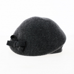 Charcoal Grey Wool Shaped Beret- Traclet
