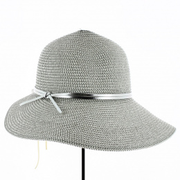 Large Visor Cap Luna Straw Paper Grey - Traclet