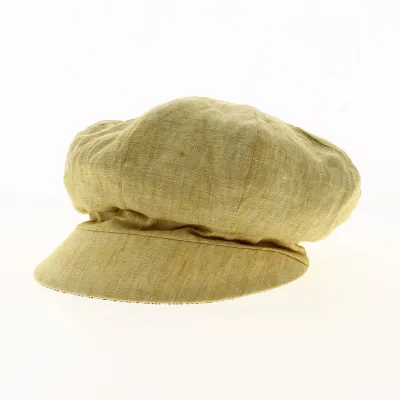Casquette Gavroche Elorine Jaune Safran Réversible Lin - Traclet