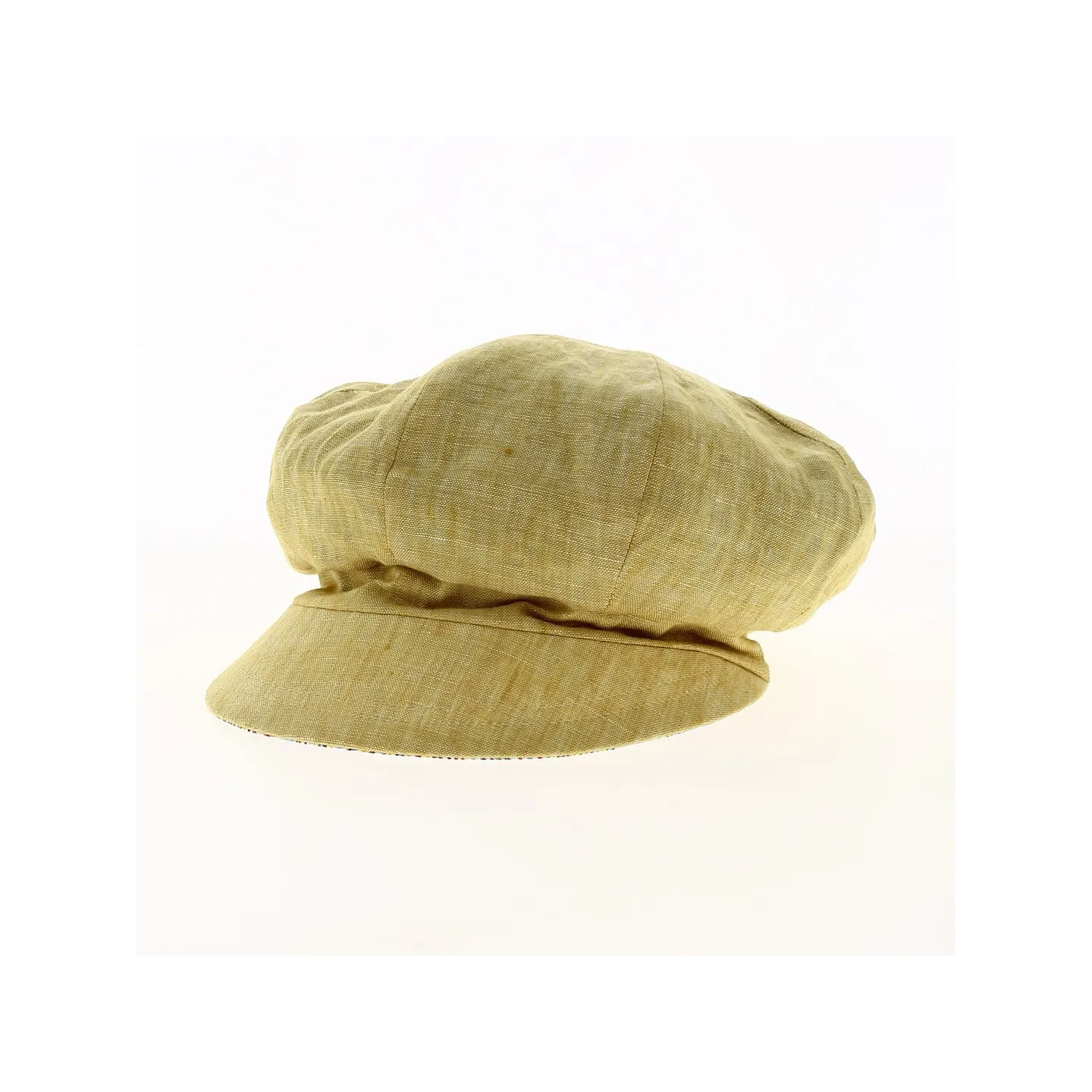Casquette Gavroche Elorine Jaune Safran Réversible Lin - Traclet
