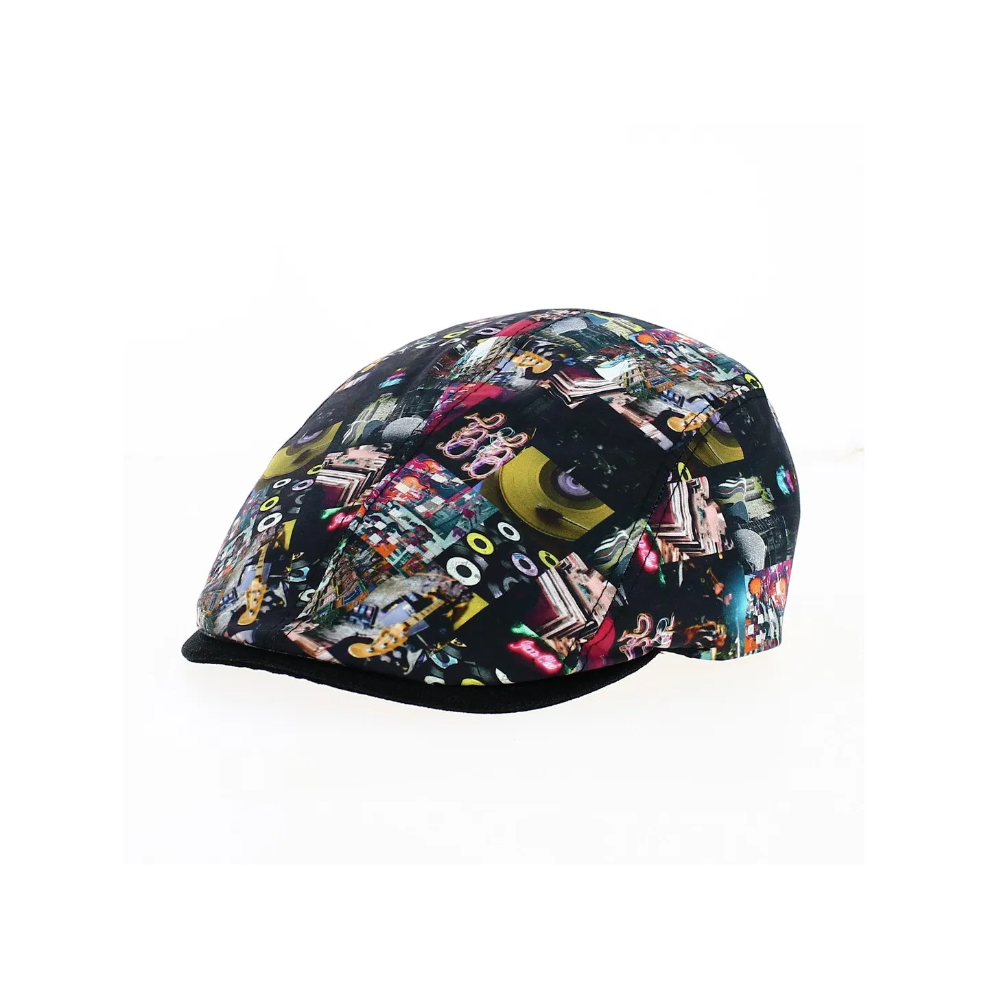 Daffy Cotton Flat Cap with Music Motifs - Traclet