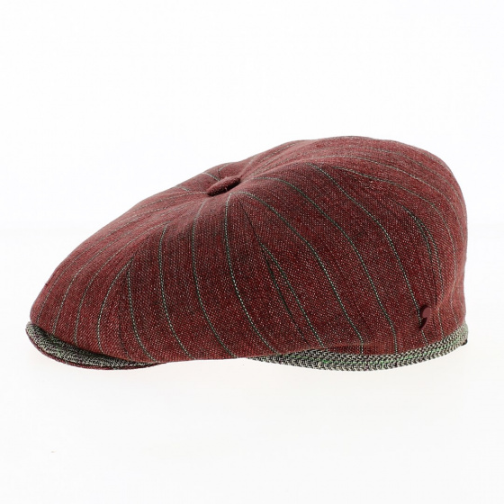 Hatteras Cap Dark Red Linen Stripe - Alfonso d'Este