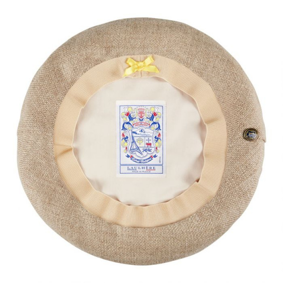 Basque Summer Beret Arriu Linen Beige - Laulhère