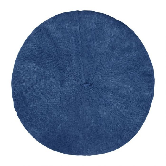 Summer Basque Beret Senecio Linen Indigo Blue - Laulhère Summer Basque Beret Senecio Linen Indigo Blue - Laulhère