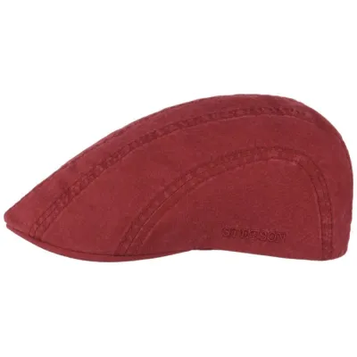 Casquette Plate Madison Delavée Bordeaux Cotton Stetson  Reference : 15519| Chapellerie Traclet