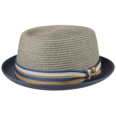 Chapeau Porkpie Scriba Toyo Gris & Bleu marine - Stetson