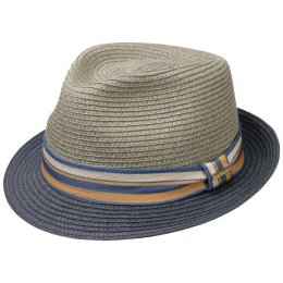 Trilby Scriba Toyo Grey & Navy Blue Hat - Stetson