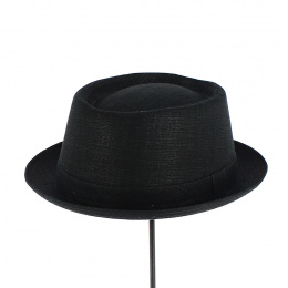 Porkpie Nino Black Linen Hat - Traclet