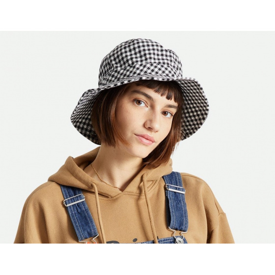 Black & White Checkered Petra Cotton Bucket Hat - Brixton