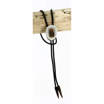 Bolo Tie - Deer & Fossil Mammoth Ivory 12 - Traclet Reference: 15680 | Traclet Hat Shop