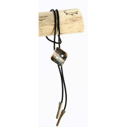 Bolo Tie - Ivory Mother of Pearl & Mammoth Fossil 13 - Traclet
