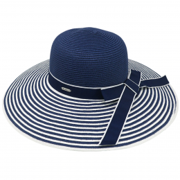 Marsella Straw Paper Capeline Navy Blue UPF 50+ - Traclet