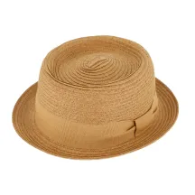 Chapeau Pork Pie Paille Racou Camel - Traclet