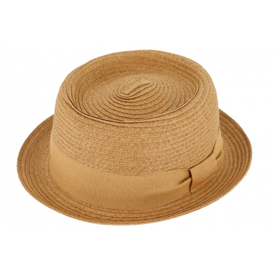 Camel Racou Straw Pork Pie Hat - Traclet