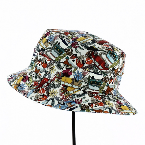 Evan Multicolored Hawaiian Pattern Cotton Bucket Hat - Flechet