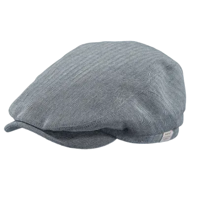 Bunga Cotton Flat Cap Blue Herringbone - Barts