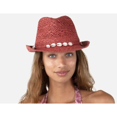Red Paper Straw Trilby Hat Arday - Barts
