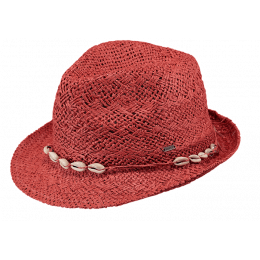 Red Paper Straw Trilby Hat Amurat - Barts